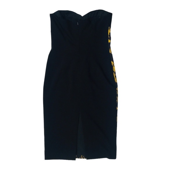 MICHAEL KORS • Black Strapless Leaf Print Dress - Picture 3 of 11